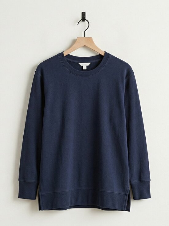 Daily Ritual Tops - Daily Ritual Navy Blue French Terry Tunic Pullover Size M Split Hem Soft Cozy